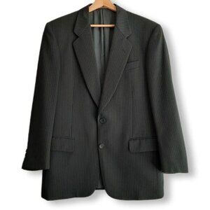 CALVIN KLEIN Italy Wool Blend Blazer Jacket Pin-Stripe Black Men's Sz 40 S